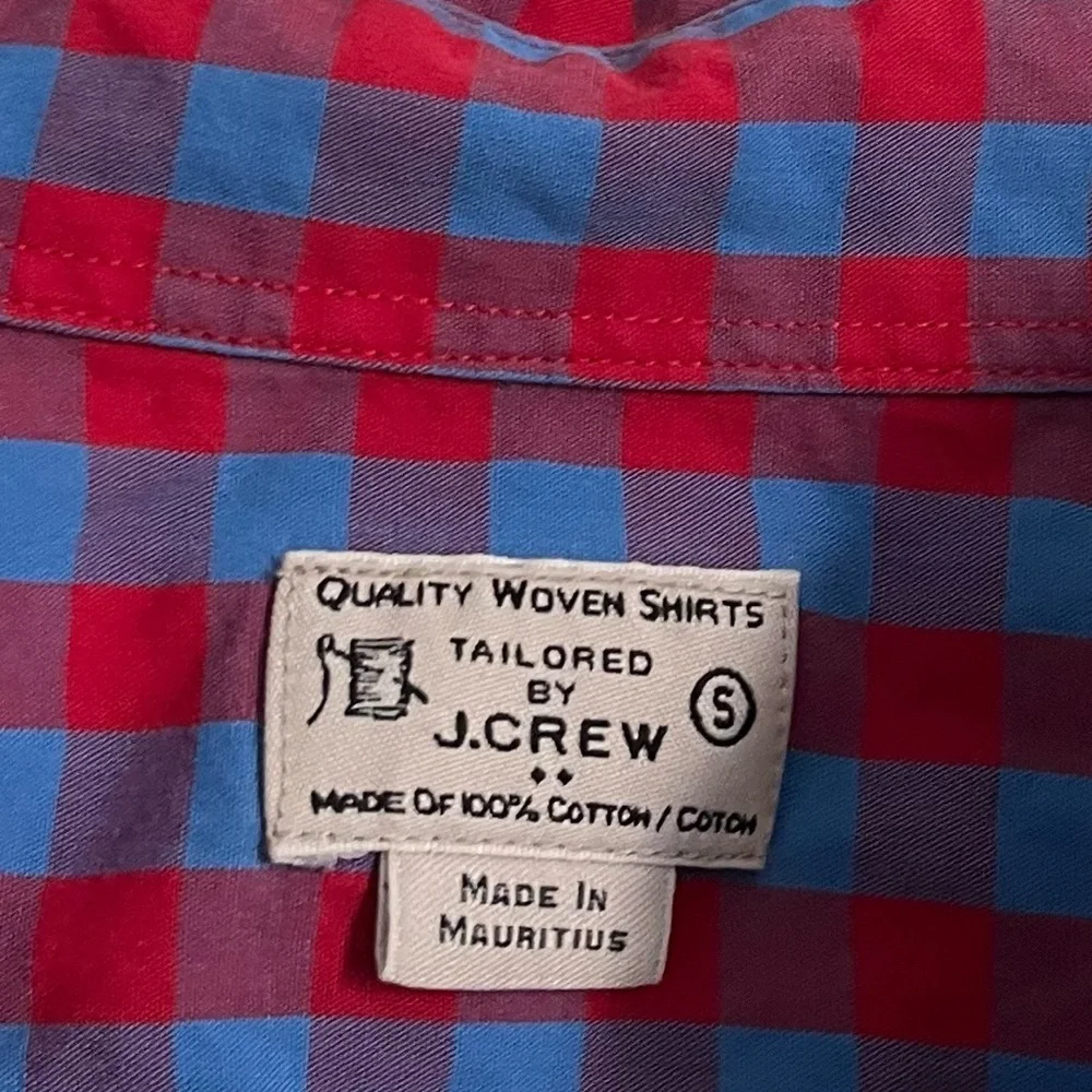 J. Crew • Men's Red and Blue Gingham Plaid Checkered Shirt